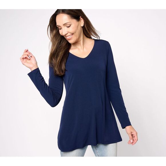 Susan Graver Tops - Susan Graver Women's Top Petite 1XP Essentials Liquid Knit Tunic Blue A463115